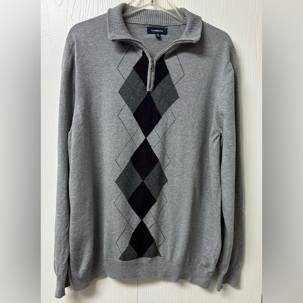 Men’s Lightweight Argyle Sweater Size XL